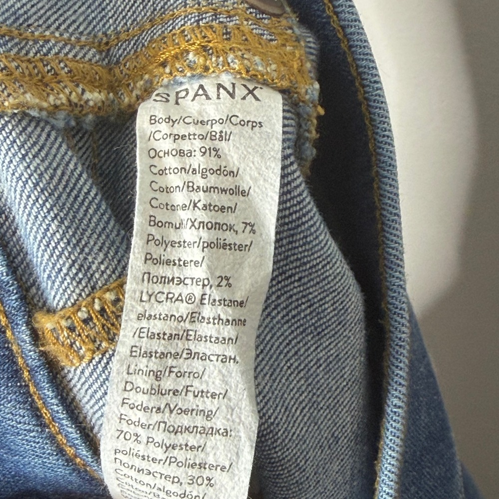 Spanx Everywear Flare Jeans Women Large Blue High Rise Pull On Stretch Slimming - Picture 4 of 12